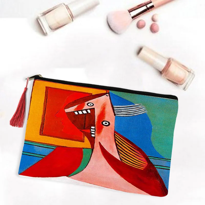 

Picasso Graffiti Cosmetic Bags Women Makeup Bag Abstract Art Printed Casual Portable Beauty Toiletry Pouch Side Bag for Ladies