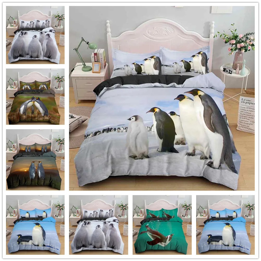 Penguins Duvet Cover&ampPillowcase 3D Printed Bedding Set 2/3 Pcs Double Full Queen King Size Quilt Cover Home Textiles |