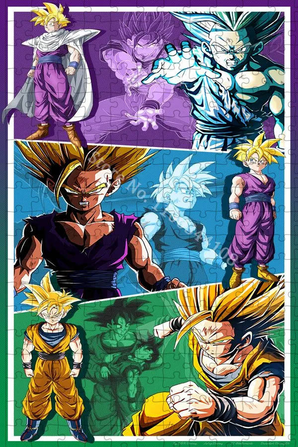 Goku and Gohan Jigsaw Puzzles Bandai Anime Dragon Ball 35 300 500 1000  Pieces Wooden Box Puzzles for Kids Decompression Toys