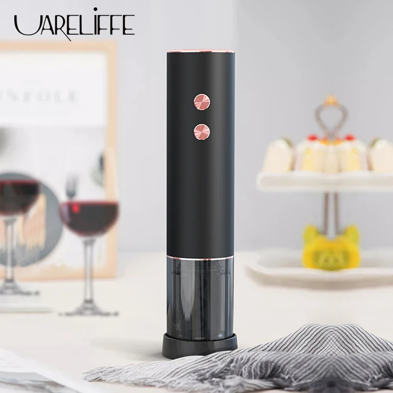 

Uareliffe Mini Electric Wine Corkscrew Rechargeable Wine Opener With LED Light Foil Cutter Powered Cork Remover Kitchen Tools