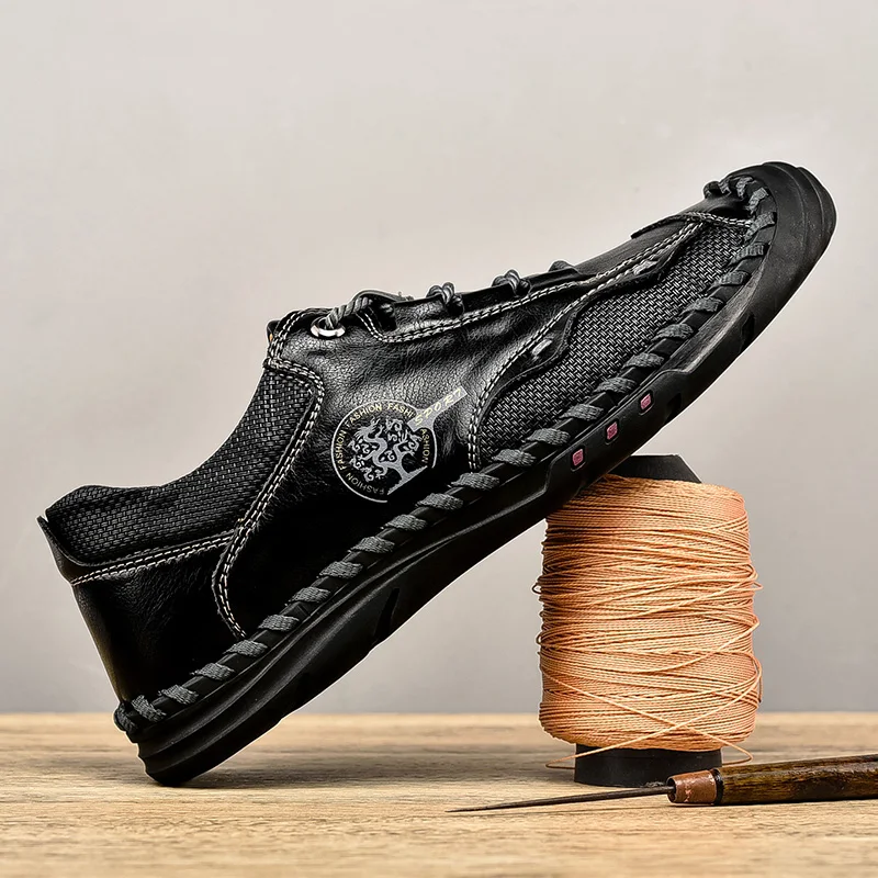 38-48 Fashion Luxus Dress Hand Sewn Hiking Men Leather Shoes  Luxury Mens Loafers Dress Shoes Men Running Sneakers Free Shipping 4