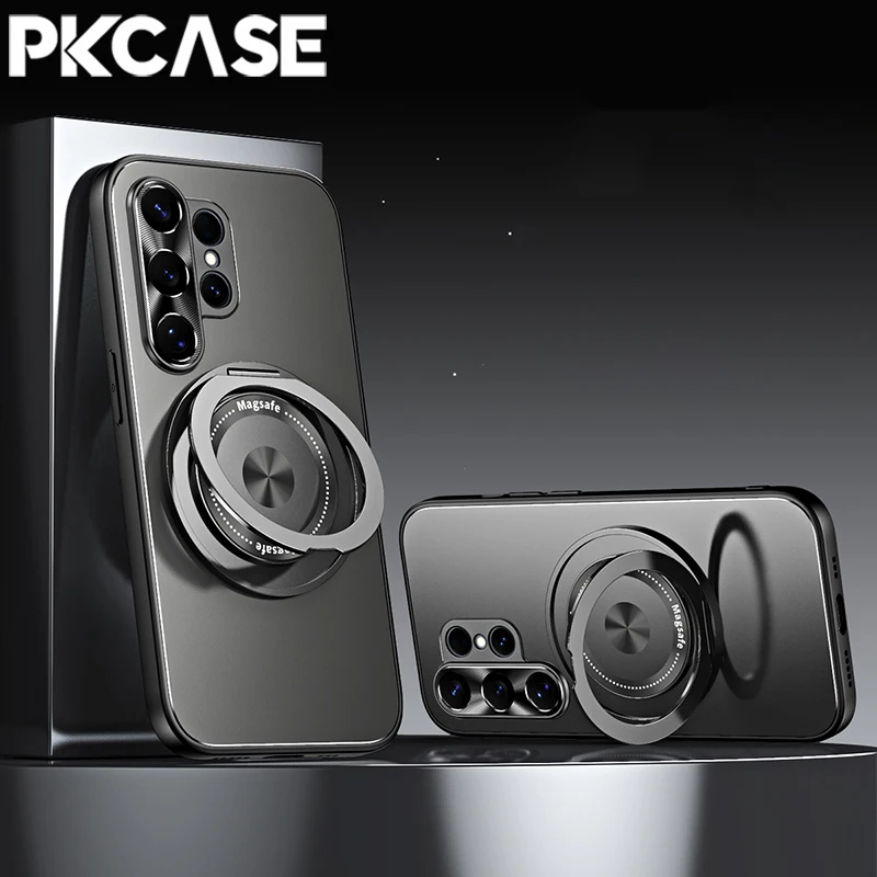 PKCASE 360° Rotating Ring Magnetic Phone Case with Matte Lens Protective Cover