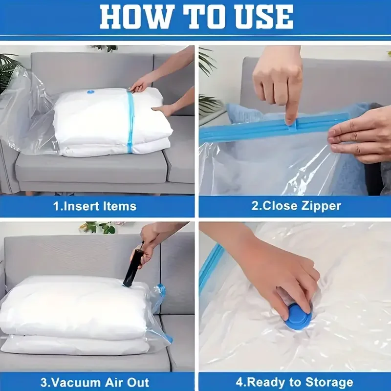 4 Floral Print Vacuum Storage Bags + 1 Manual Pump Foldable Portable Travel Storage for Blankets Bedding Clothes Home Supplies 4