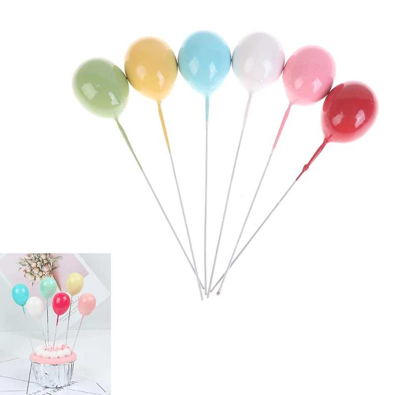 6pcs/lot Cute Foam Balloon Cake Topper Mixed Colors Birthday Wedding Party Cake Decorations