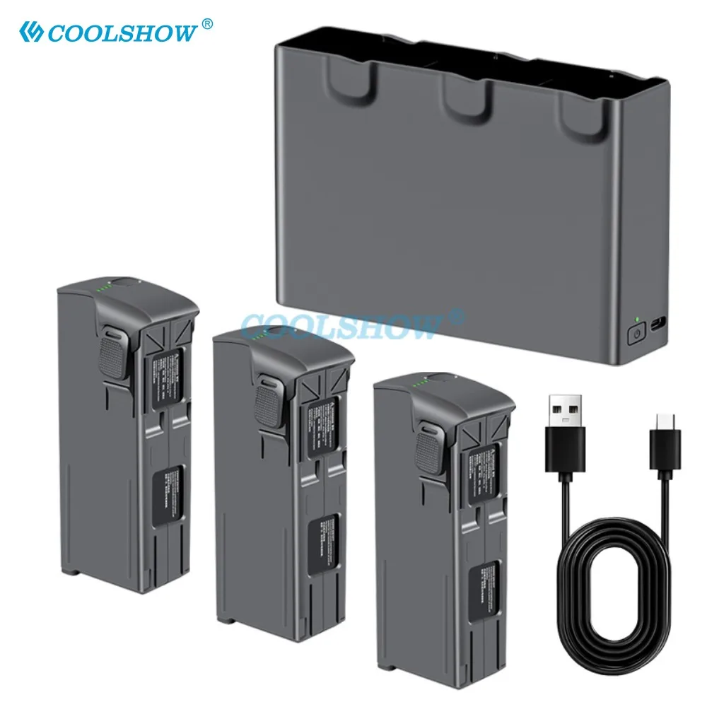 Lot de batteries et chargeur pour drone DJI, avec trois batteries et un chargeur multiprise, idéal pour économiser sur les packs.