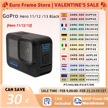 GoPro HERO 11/12/13 Black Action Camera con HyperSmooth 6.0, Video 5.3k a 60fps, Fotocamera Sportiva da Casco 27MP, GoPro Hero 11/12/13 Black