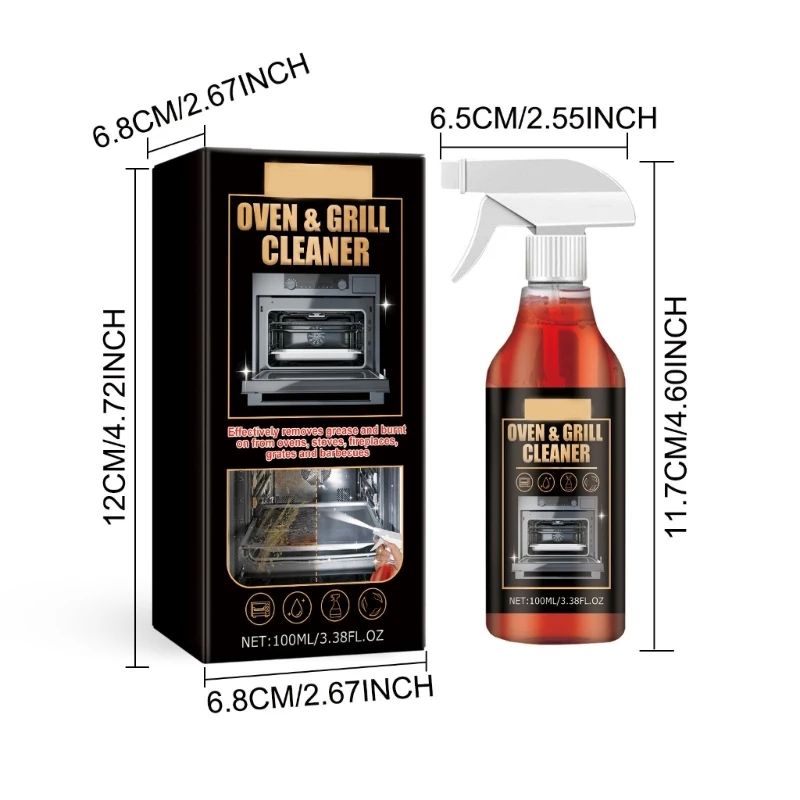 Kitchen Oven Cleaner Rust Grease Remover Household Cleaning Formula Grill Oil Cleaner 100ml