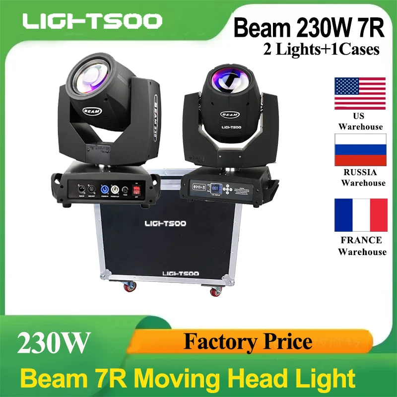 BEAM 230w ライティング機材 2台セット (3) MINI 7R 230W Beam Mover with LED Ring Pair with Case