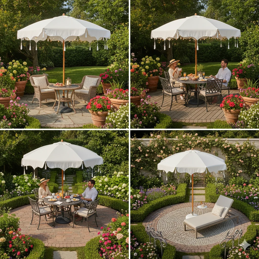 Outdoor Patio Shade Canopy Decorative Garden Sun Umbrella with Stylish Features for Sun Protection 1