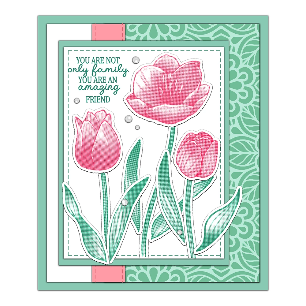 망고크래프트 아름다운 튤립 꽃 절단 투명 스탬프, DIY 스크랩북 용품, 금속 절단 다이, 카드용 실리콘 스탬프