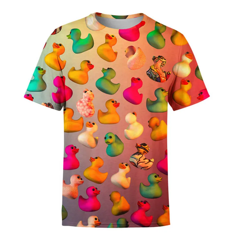 Short Sleeve T Shirt Cartoon Little Yellow Duck 3D Print T-shirt