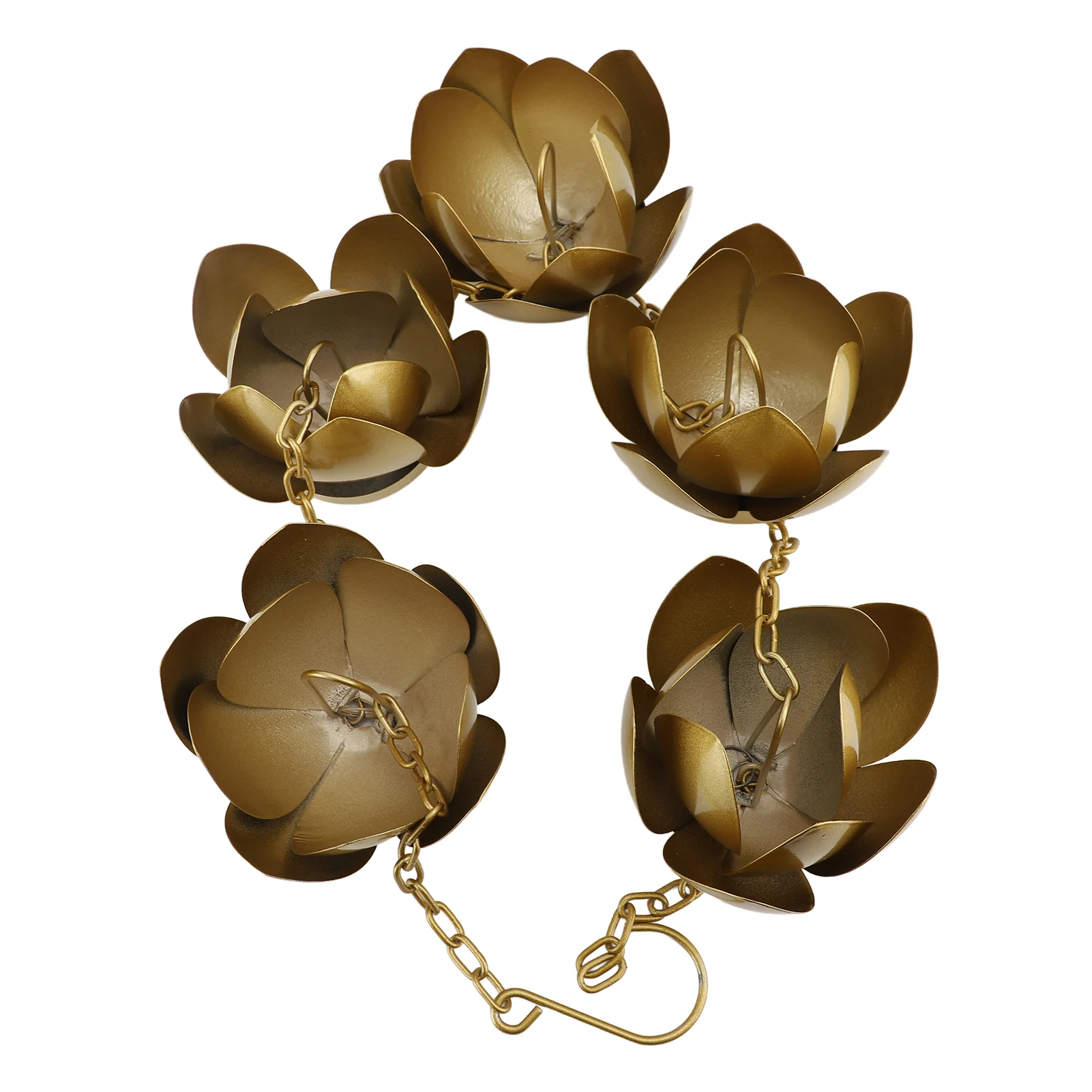 3.9ft Rain Chain Gold Flower Galvanized Iron Rust Proof Rain Catcher Chain for Home Outdoor Garden Balcony Decoration