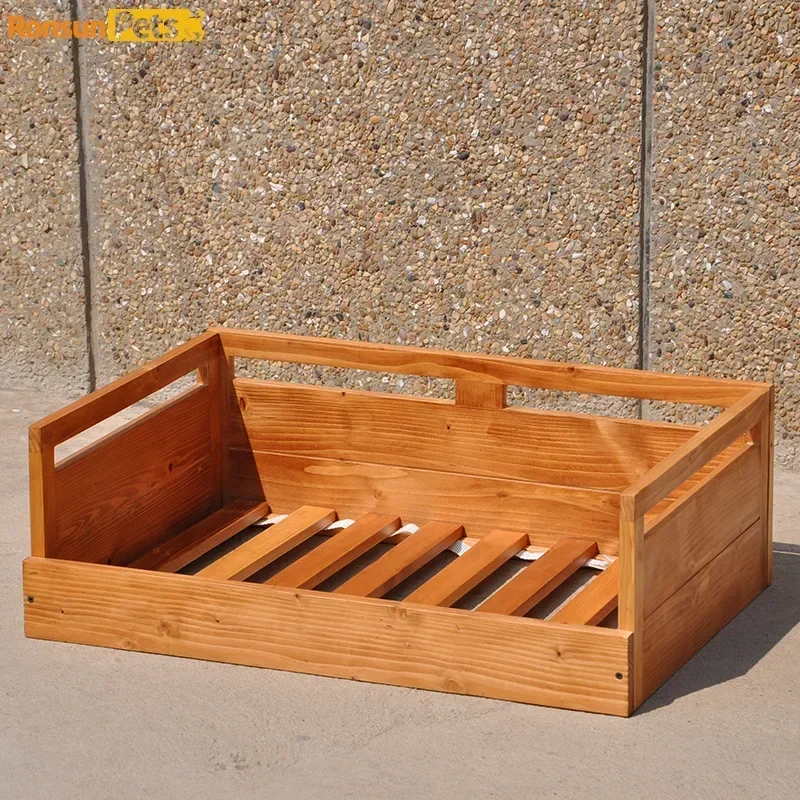 Pet Bed Solid Wood All Season Universal Floor Dog Kennel Off Ground Bed Detachable Washable Indoor Dog Summer and Winter