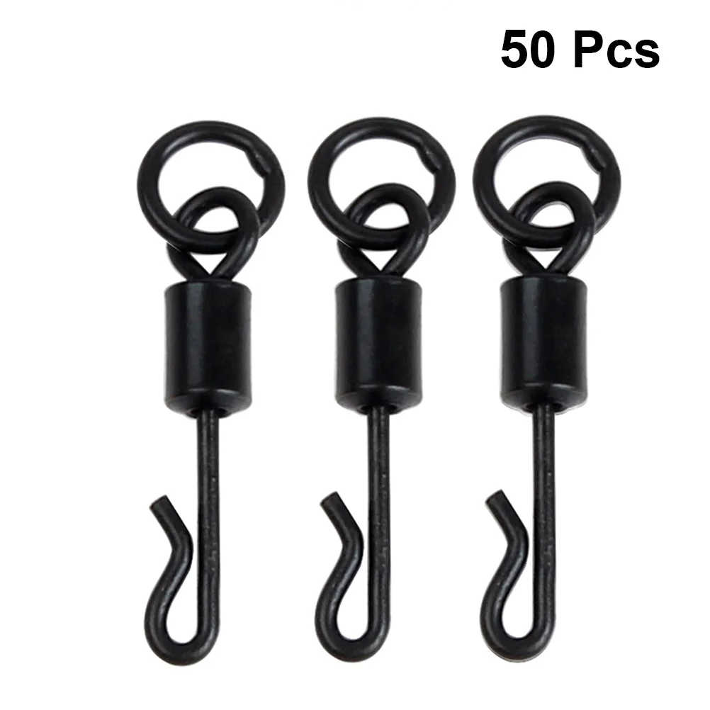 50pcs Black Fishing Rolling Swivels Nice Hanging Snap Swivel Fishing
