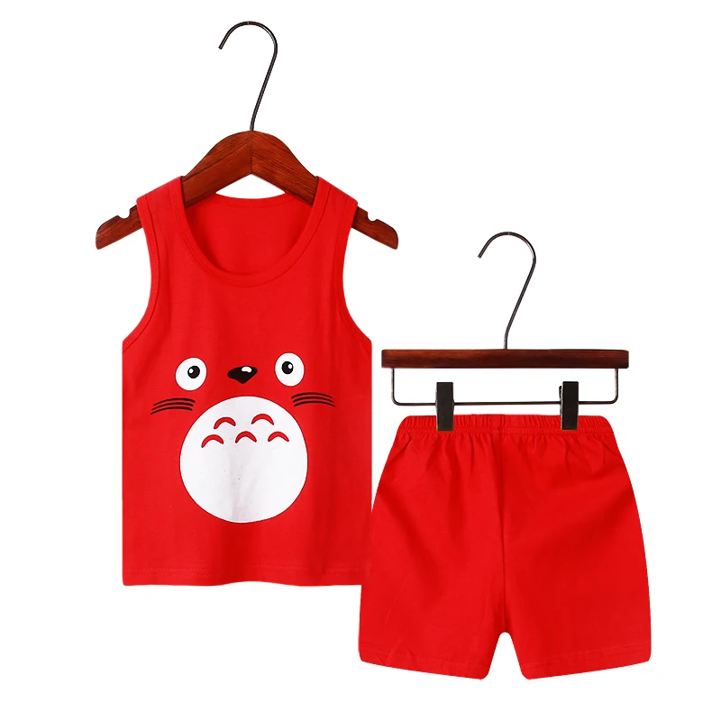 Kids Clothes Girls Child Vest Short 2pcs Cotton Cartoon Clothing Set for Boys 2 4 6 8 10 Years Children Kids Tracksuit Outfit disney clothing sets