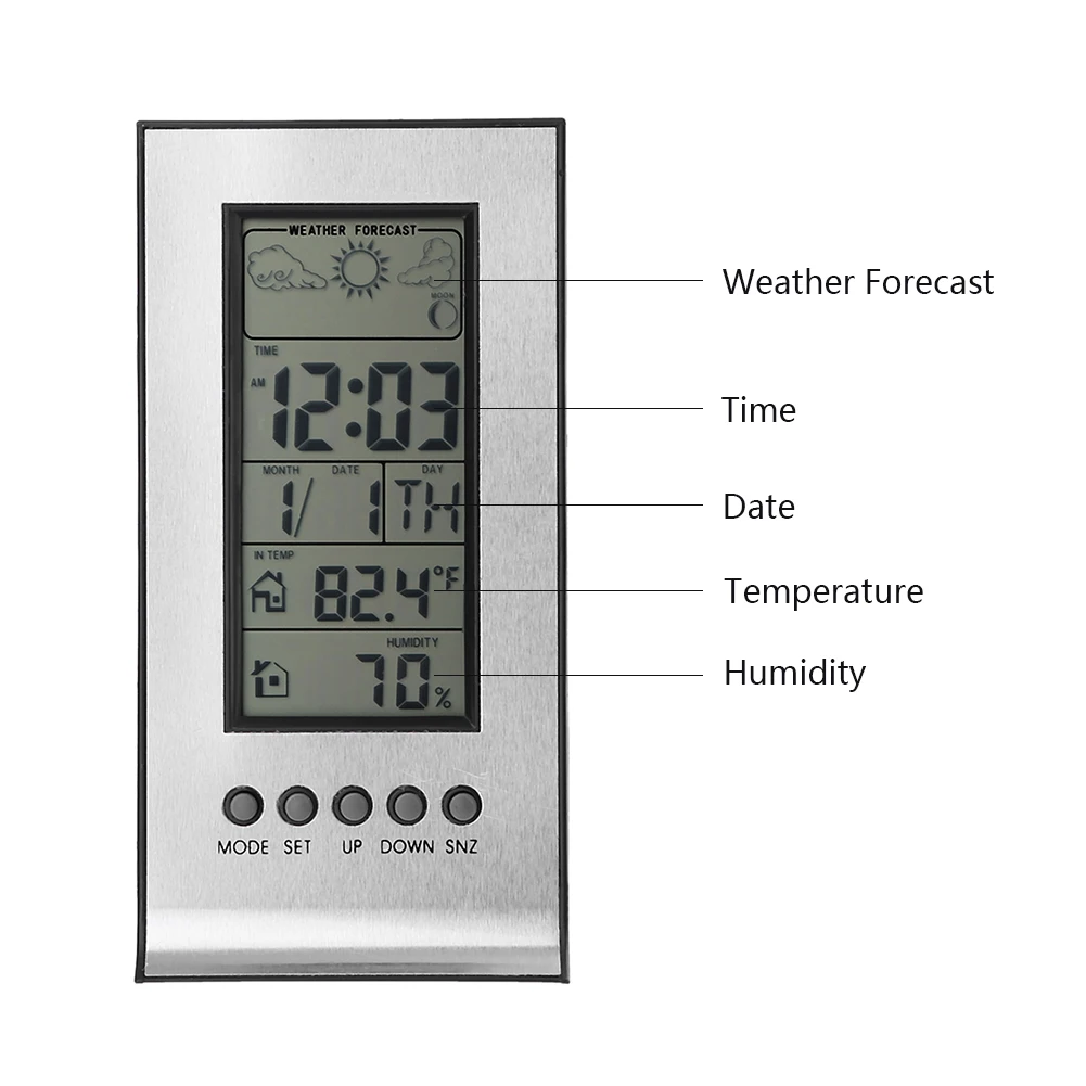 Wireless Weather Forecast Clocks LCD Screen Creative Digital