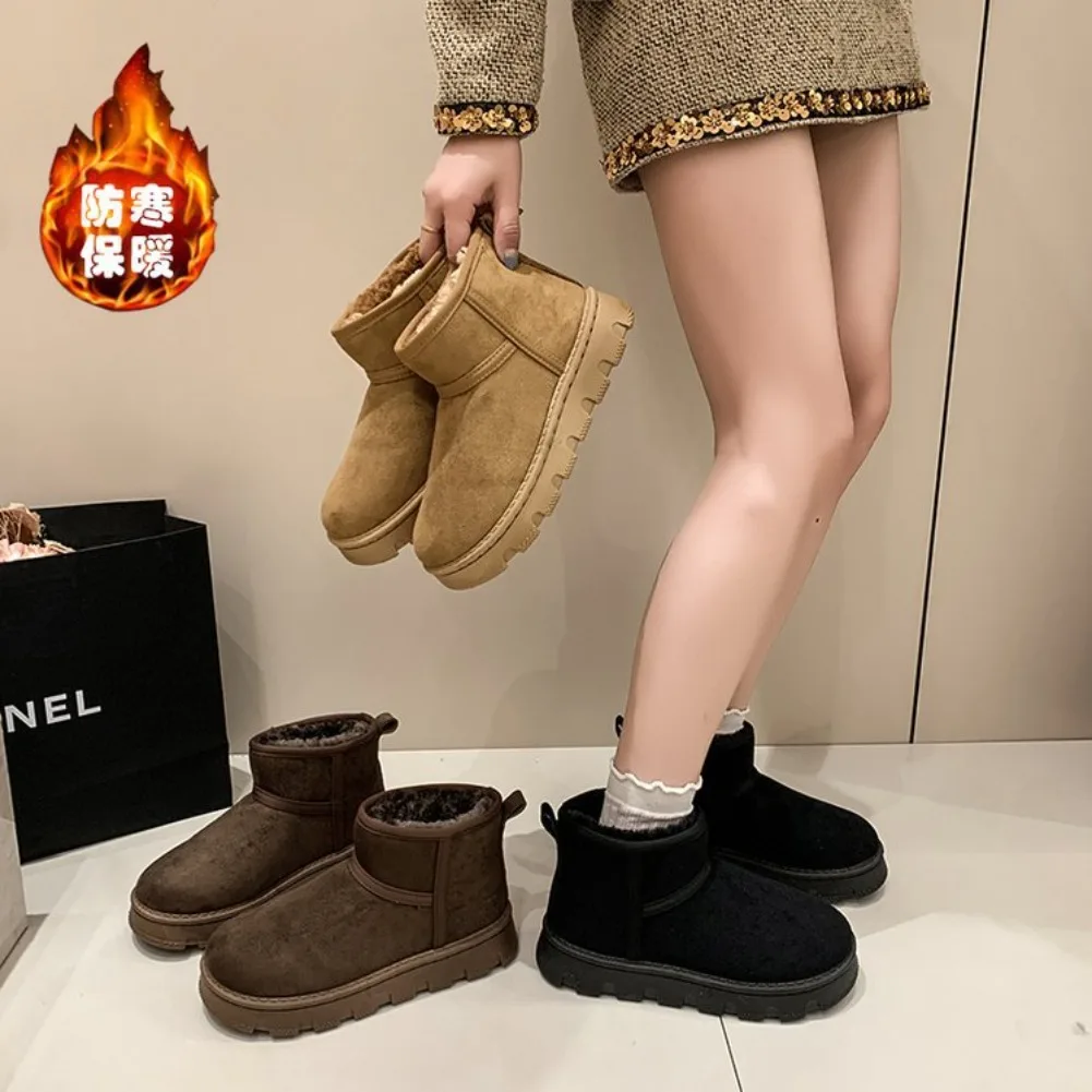 2026 Women's Thick-Soled Snow Boots with Added Padding, Thickened Anti-Slip Short Snow Boots, Warm Soft-Soled Cotton Shoes