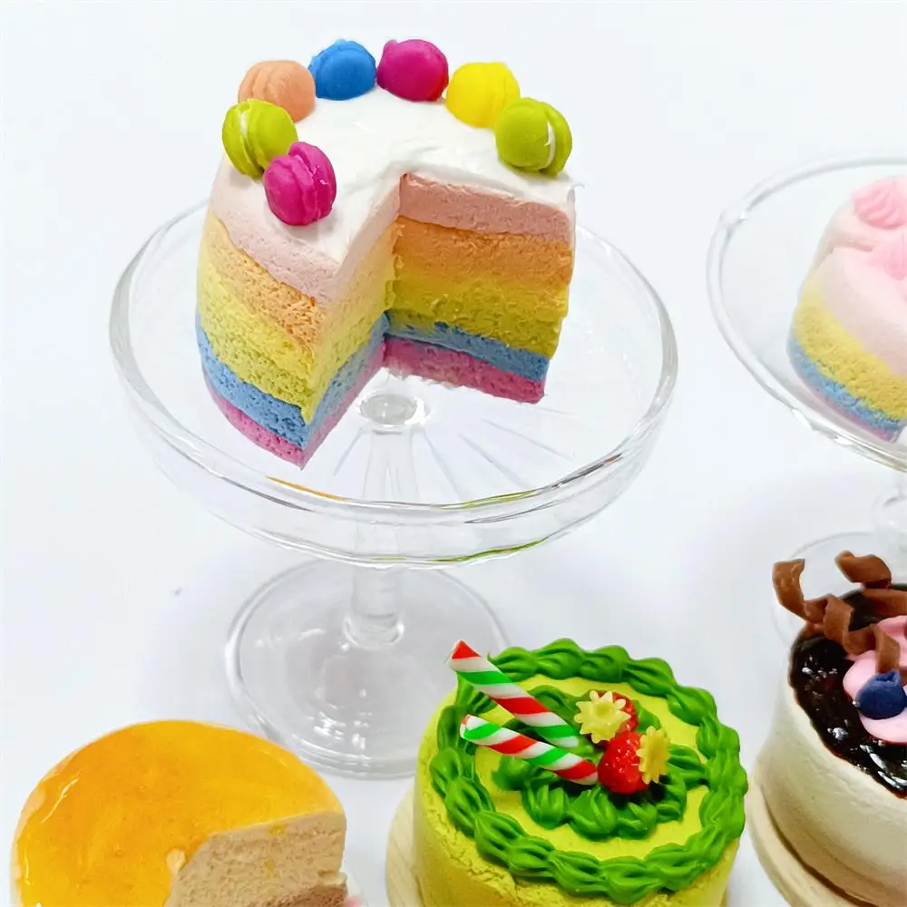 NEW 1/6 Scale Dollhouse Miniature Rainbow Cake Chocolate Cake Matcha Cake Pretend Food Mini Cake for Blyth OB11 BJD Accessories 3