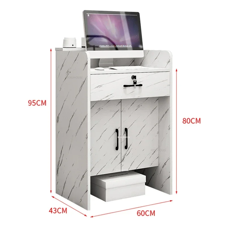 Beauty Salon Wooden Reception Desks Nordic Cashier Counter with Drawer Simple Shop Bar Small Front Desk Italian Office Furniture