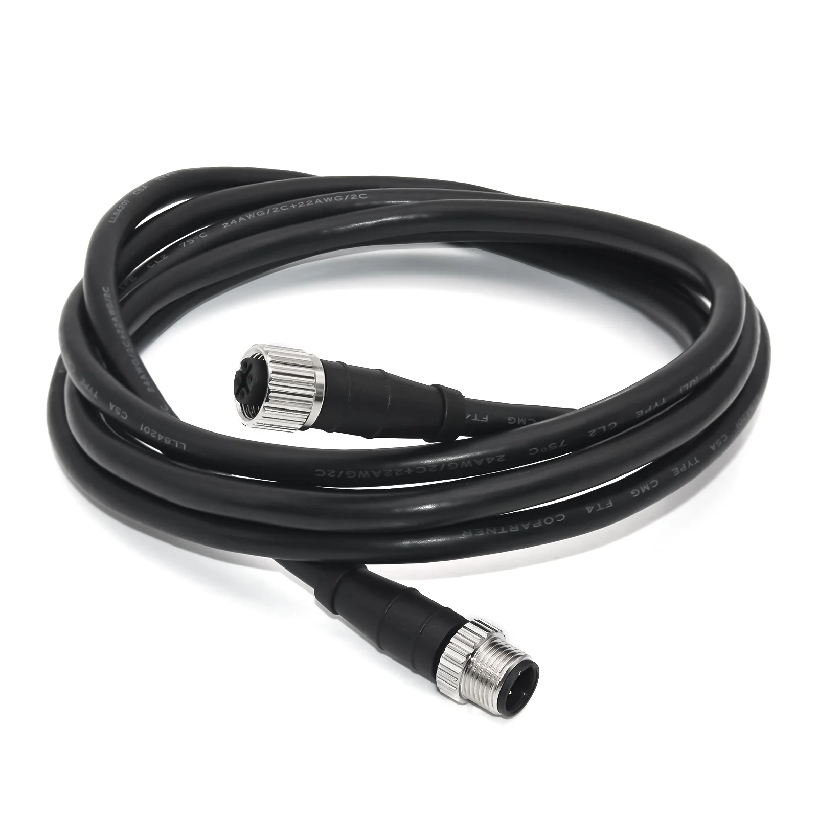 Durable Metal-Cased NMEA2000 Extension Cable with Dual Straight Connectors (0.5-4m)