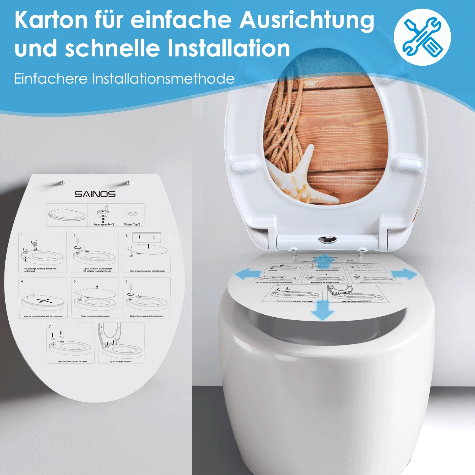 SINOBATH WC Sitz mit Absenkautomatik Nachhaltiger Stabiler Resz Toilettendeckel Antibakterieller Toilettensitz Klobrille Lid – Detail 8