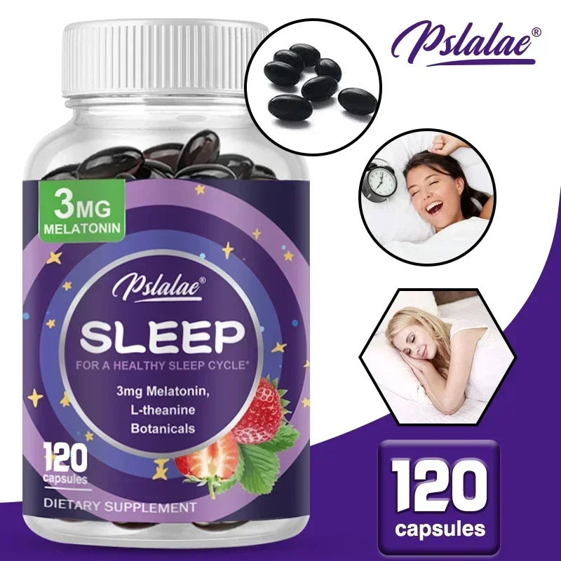 With 3 Mg Melatonin & L-Theanine Capsules Sleep Support Helps Calm Mind and Body for Better Longer Sleep 120 Capsules