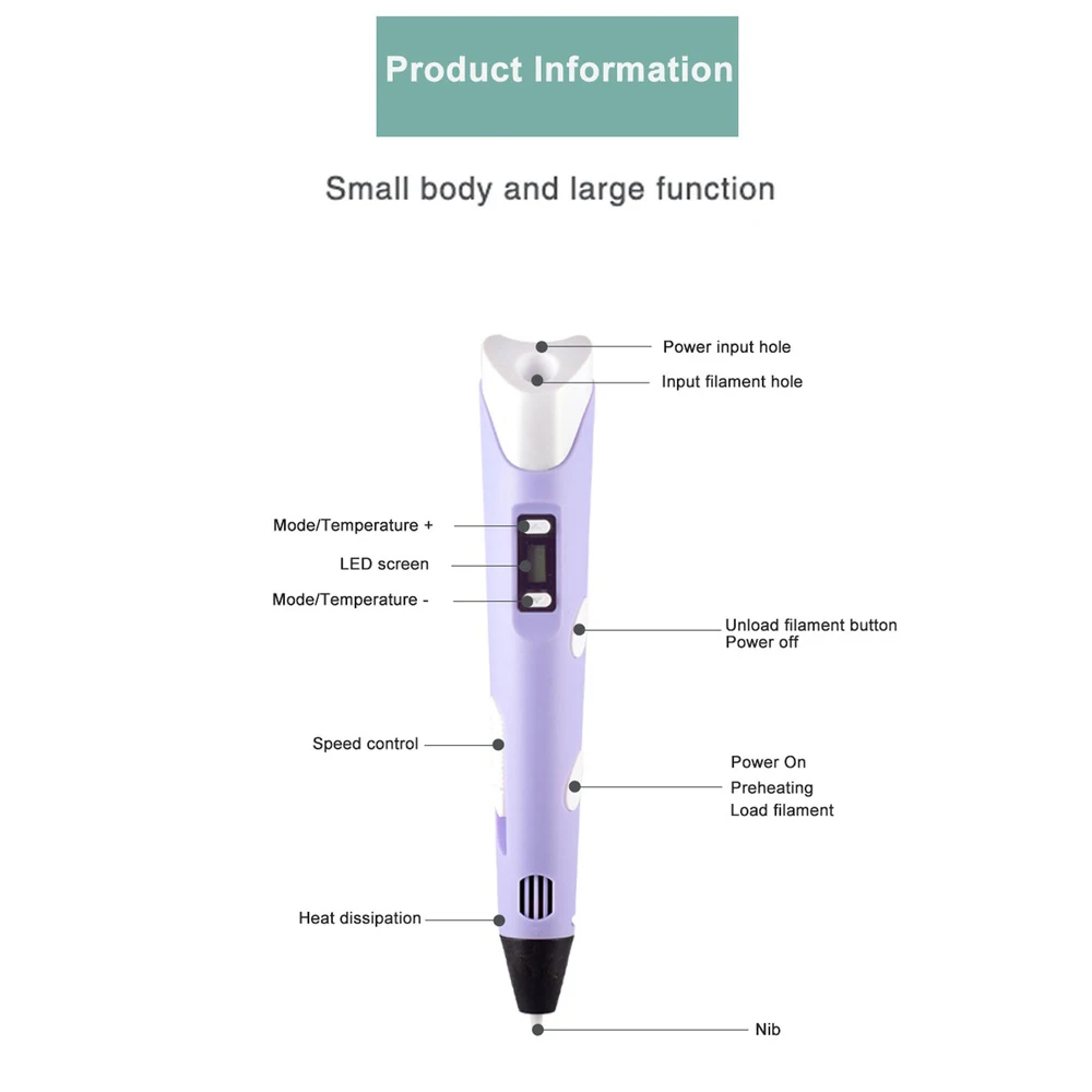 LCD Screen 3D Printing Pen for Creative DIY Projects and Gifts