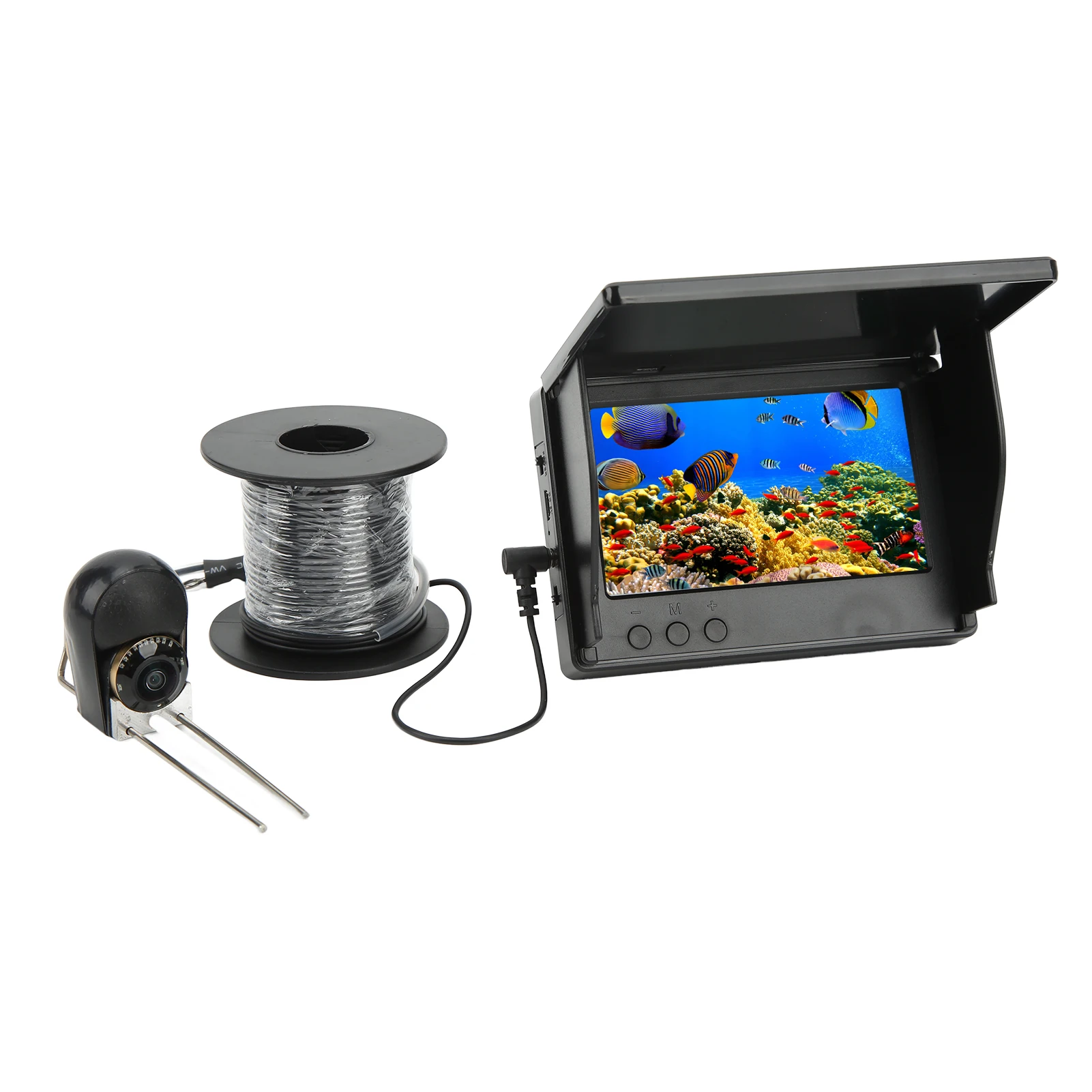 5inch Underwater Fishing Camera LCD HD Fish Finder Camera IPS Full View 8000mAh Battery Waterproof for Lake Boat Ice Fishing 12V