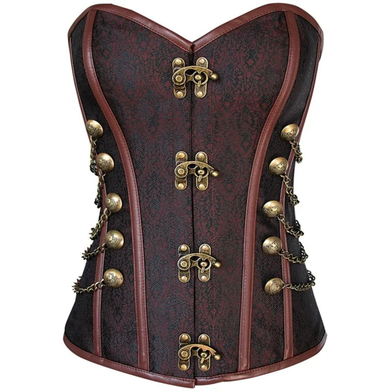 

Vintage Woven Cotton Lock Court Corset Ladies Sexy Shapewear Steampunk Gothic Vintage Steel Boned Brocade Overbust Corselet