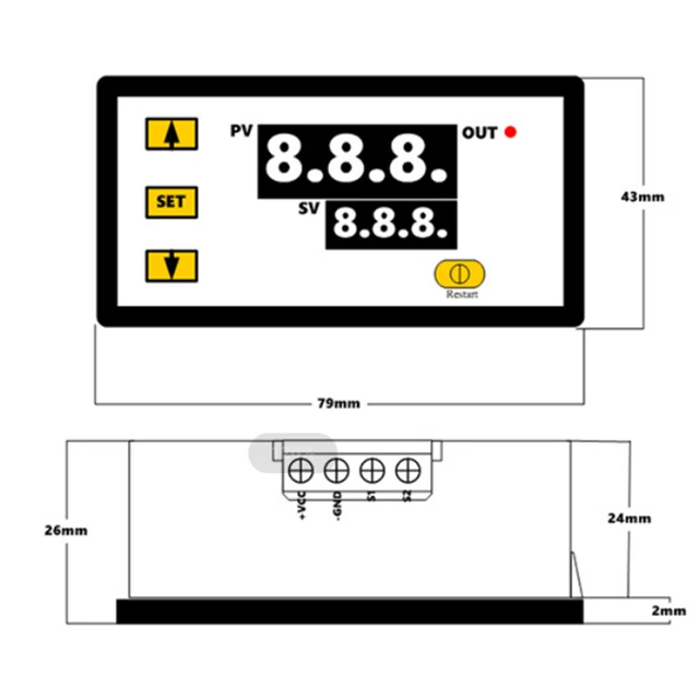 W3230 DC12V/24V AC10-220V Probe Line 20A Digital Temperature Control LED Display Thermostat with Heat/Cooling Control Instrument 4
