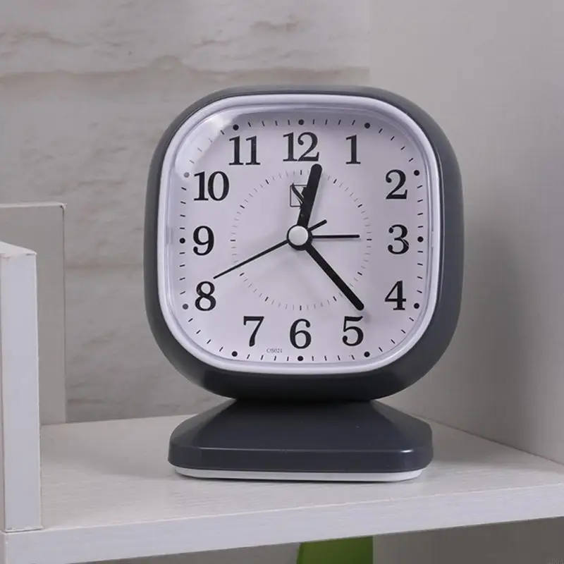 23GA Stylish Quiet Alarm Clock with Arabic Numerals Battery Operated No Ticking Analog Desk Clock for Children Bedroom 2