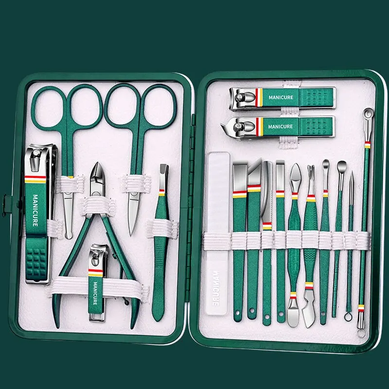 19 Pcs Nail Cutter Set Stainless Steel Manicure Set Folding Bag Manicure Kits Scissors Makeup Beauty Tool nail clipper set nail care kit nail scissors set manicure pedicure kit manicure set manicure sets manicure nail clipper set nail clippers kit