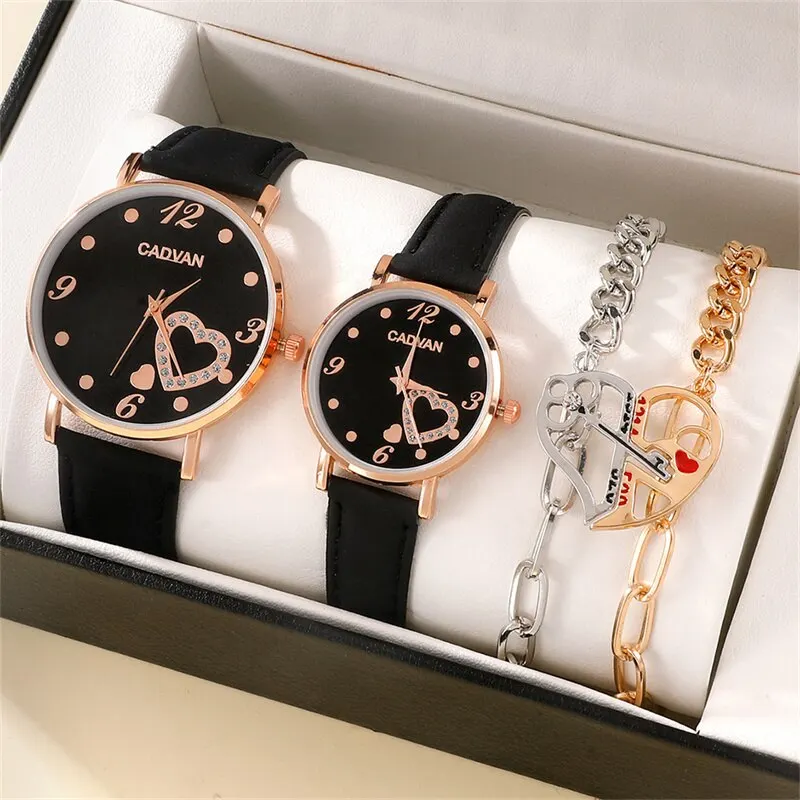 Quartz Watch Couple Watch For Women Men Clock Male Calendar Love Dial Leather Ladies Man Watch