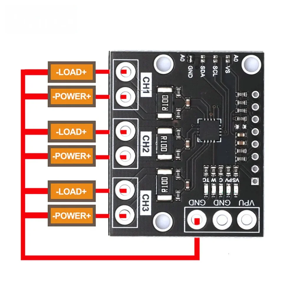 I2C INA3221 Triple-Channel Shunt Current Voltage Monitor Sensor