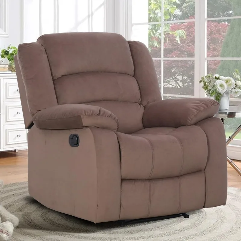 Manual Recliner Chair,Breathable Faux Leather Reclining Chairs with Overstuffed Arm and Back, Living Room Single Sofa Recliners
