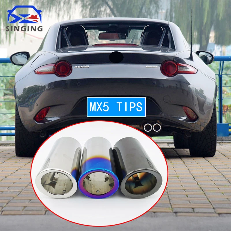 accessoir de muffler end pipe exhaust for car tip Stainless Steel Tail decoration Tailpipe For mazda mx5 2015- MX-5 Miata exhaust pipe tip tail pipe muffler