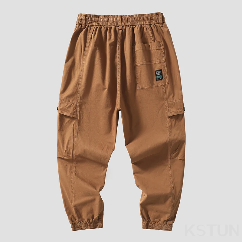 Men Cargo Pants Drawstring Elastic Waist Loose Jogger Casual Pant Harem Sweatpants