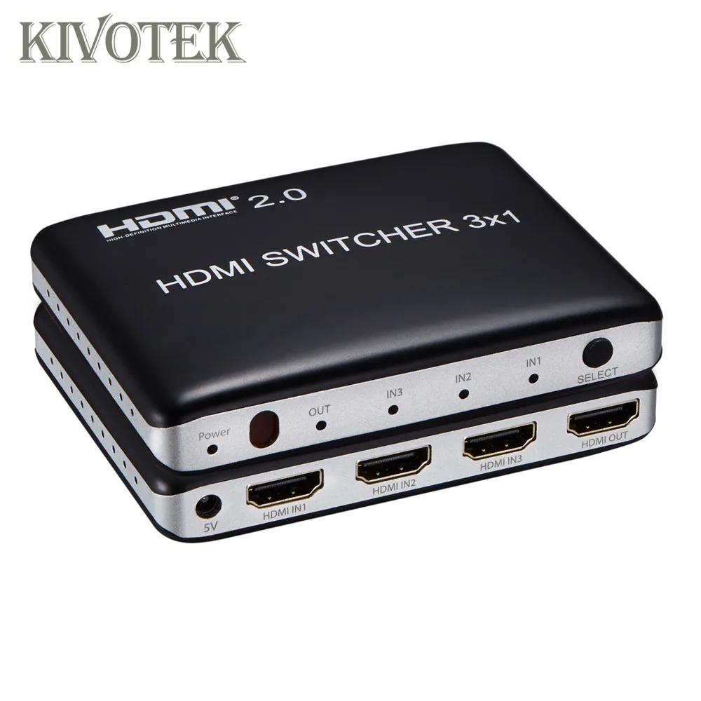 Interruptor hdmi 3x1 rc bot o switcher 4k 60hz 3d 2.0v 3 em 1