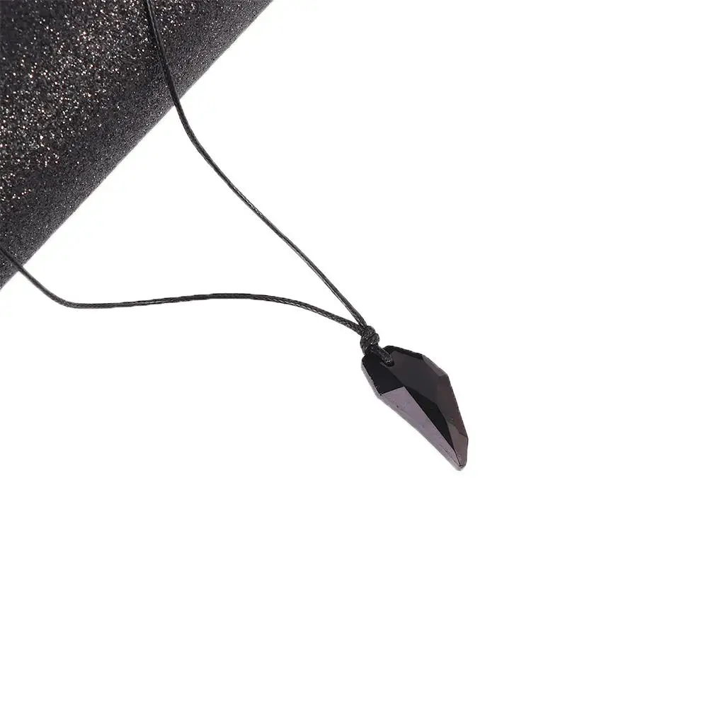 Black Sapphire Austrian Crystal 18K Plated Wolf Tooth Pendant Necklace Adjustable Length Couple Accessories