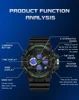 SANDA 3168 Multifunction Clock Relogio Masculino Men Military Watches White Sport Watch  LED Digital 50M Waterproof Watch Men 5