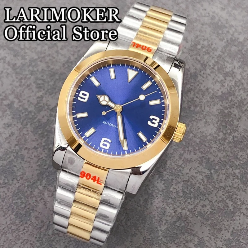LARIMOKER 36 mm/39 mm Saphirglas, Edelstahl, zweifarbig, goldenes Uhrengehäuse und Armband, Herrenuhr NH35 PT5000, Automatikwerk – Detail 10