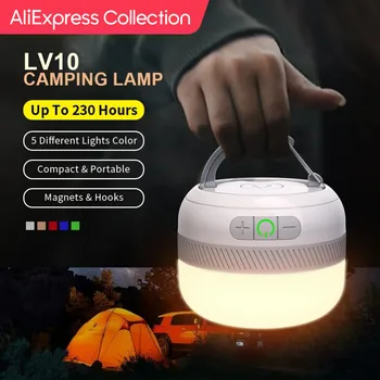 AliExpress 컬렉션 NATFIRE LV10 캠핑 조명, USB C 충전식, 야외 텐트 램프용 5 가지 색상 손전등 포함, 230 시간