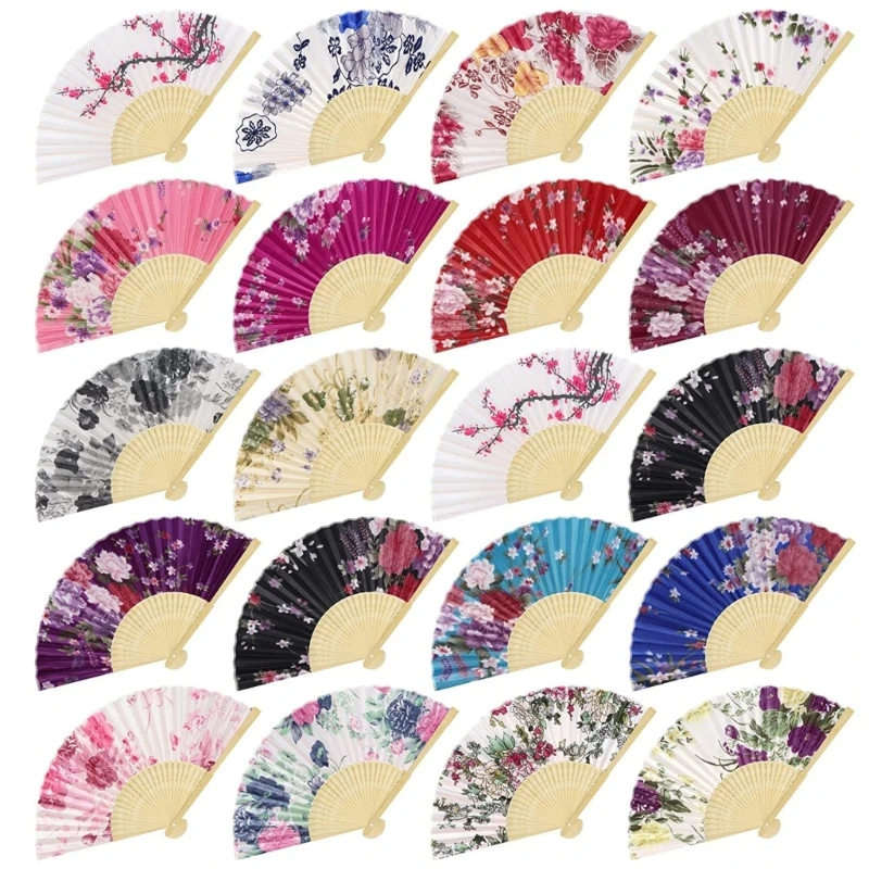 

Japanese Floral Pattern Dance Hand Fans for Women Festival Gift Performances