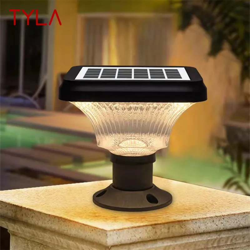 TYLA Outdoor Solar Post Lamp Modern Creative LED Courtyard Waterproof Column Light for Garden Balcony Villa Porch Decor