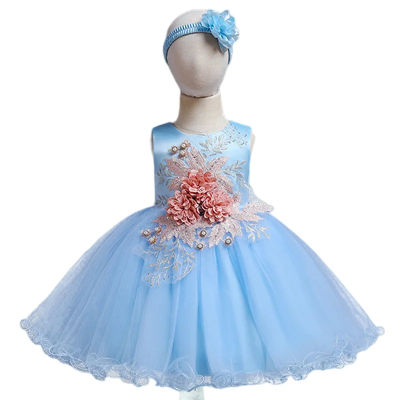 

Baby Girls Champagne Beaded Empire Flower Girl Dress for Wedding Gray Tulle 1st Birthday Ceremonial Bow Gown for Toddler Kids