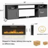 Floating TV Stand with Fireplace, 70" Floating TV Stand Wall with 36" Fireplace, Black Floating Electric Fireplace TV Stand 6