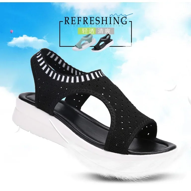 2025Women Sandals Breathable Comfort Shopping Ladies Walking Shoes Wedge Heels Summer Platform Sandal Shoes Mujer Plus size