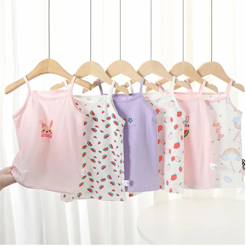 Kids Underwear Summer Cotton Tank Top for Girls Undershirt Children's Singlet Baby Tops Cartoon Printed Camisole girls tank tops