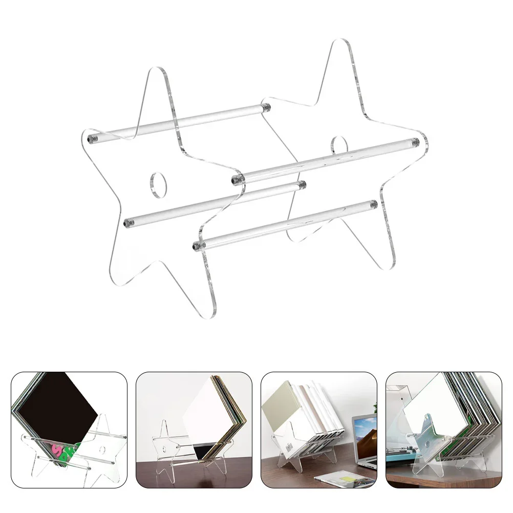 Holder Rack Stand Acrylic Record Book Storage Shelves Storage Album File Organizer Display Bookends For Desktop Showing Ends Cd