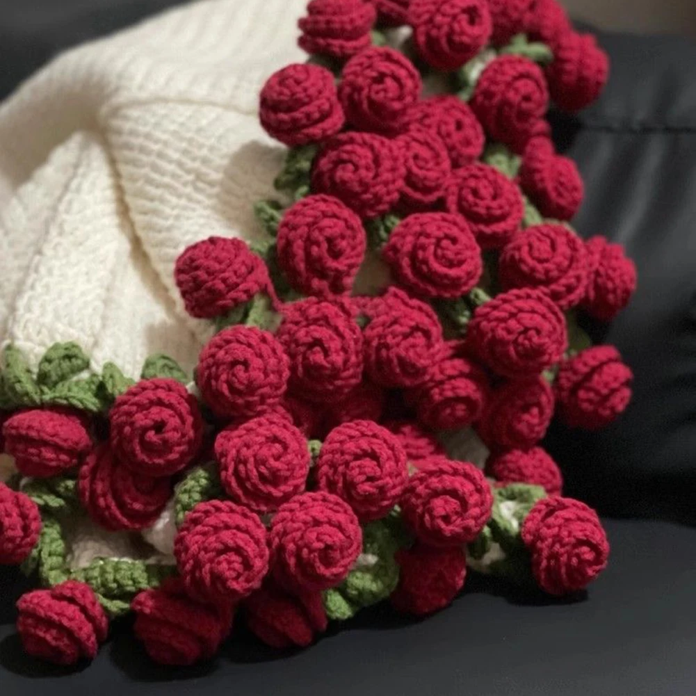 Rose Bouquet Blanket Crocheted Flowers Crochet Flowers Bouquets DIY Hand-made Rose Blankets for Beginners Creative Gift